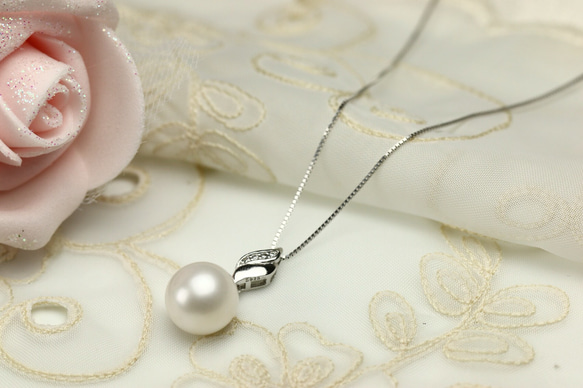 真珠ネックレス 一粒パールネックレス 天然ホワイトカラー 1枚目の画像