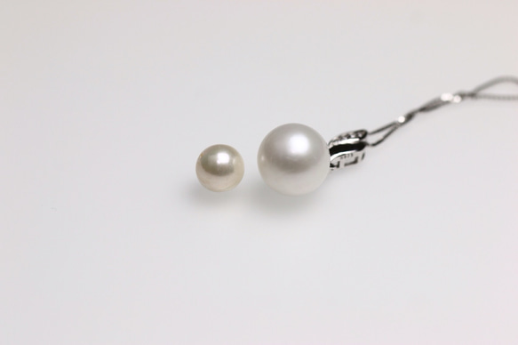 真珠ネックレス 一粒パールネックレス 天然ホワイトカラー 2枚目の画像
