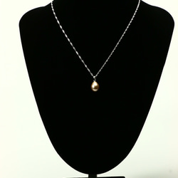 真珠ネックレス しずく型 一粒本真珠ネックレス グレーパープル 3枚目の画像