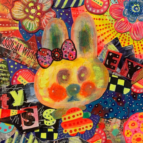 手描き絵✴︎コラージュ原画#9 私の心はいつも青空 