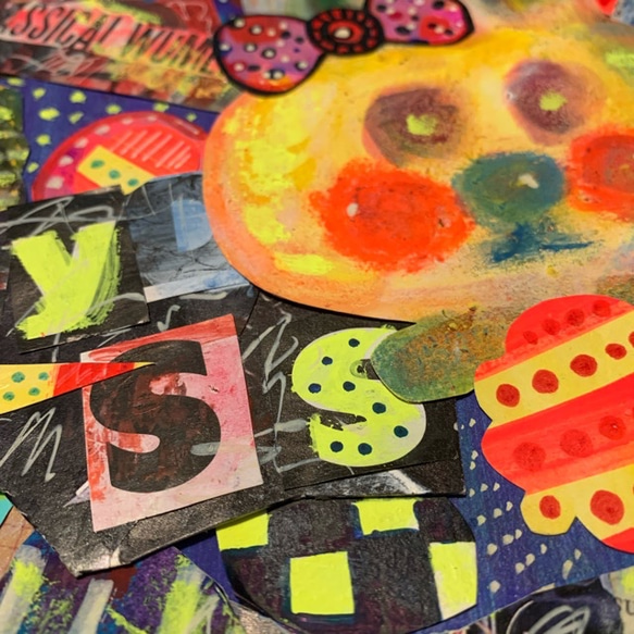 手描き絵✴︎コラージュ原画#9 私の心はいつも青空 