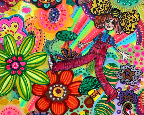 369】 オリジナル 手描きイラスト 絵 小色紙 直筆原価 一点物