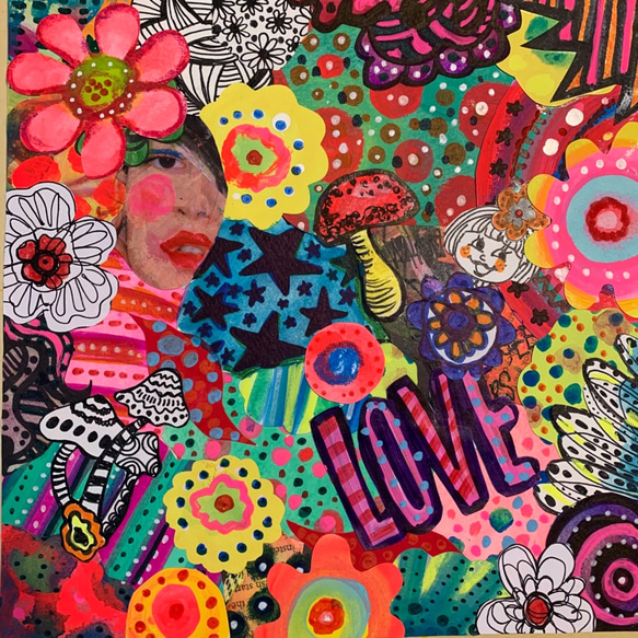 lovebug 剥製　油絵　原画　ミニ絵画　オリジナル　手描き 手描き絵✴︎コラージュ原画#19 happy&LOVE その他アート TAO