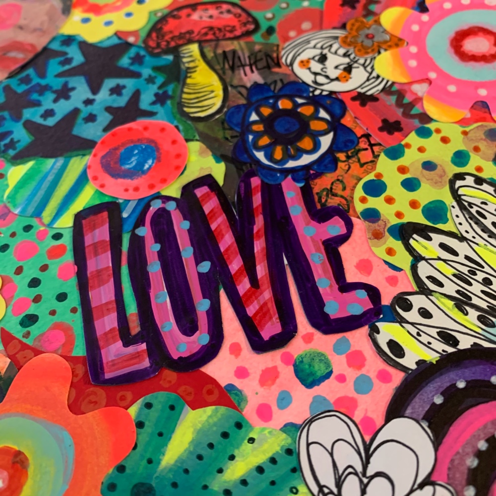 手描き絵✴︎コラージュ原画#19 happy&LOVE