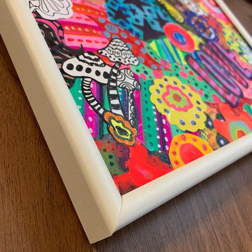 白熊 ハート 水彩紙 原画 コラージュ 絵画 アート