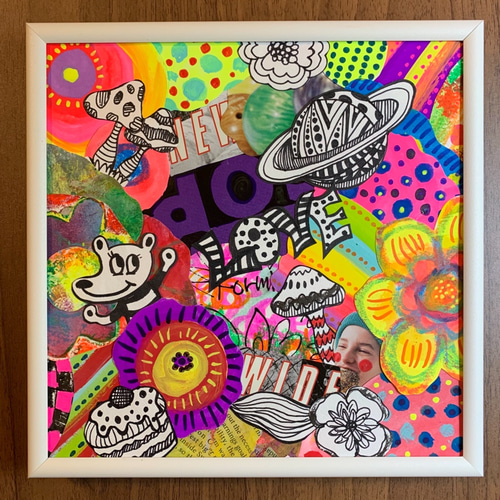 手描き絵✴︎コラージュ原画#22 空を越えて行くよ その他アート