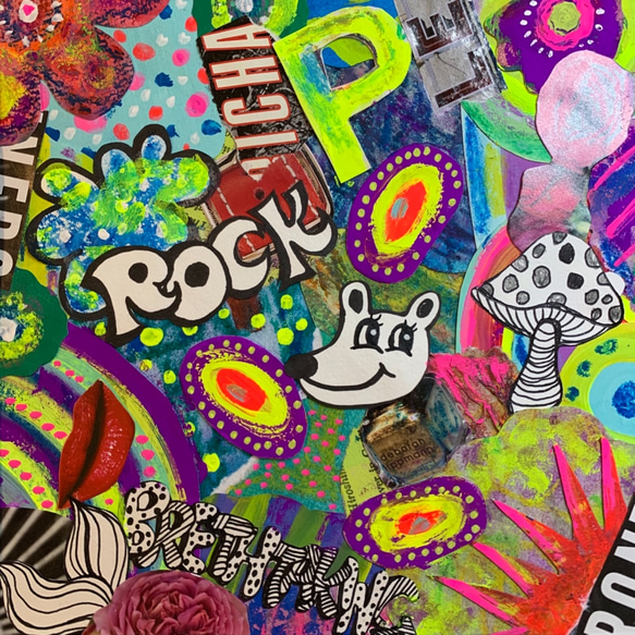 手描き絵✴︎コラージュ原画#24 pop & Rocky 1枚目の画像