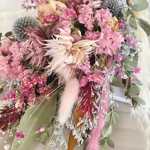 ♡~*:＊大人ボルドーピンク＊:*~♡スワッグブーケ☆ドライフラワー