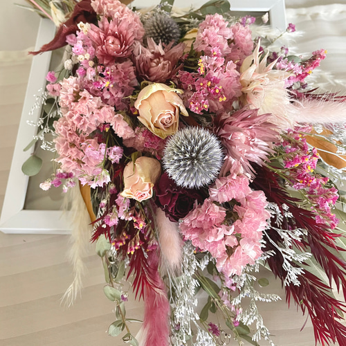 ♡~*:＊大人ボルドーピンク＊:*~♡スワッグブーケ☆ドライフラワー