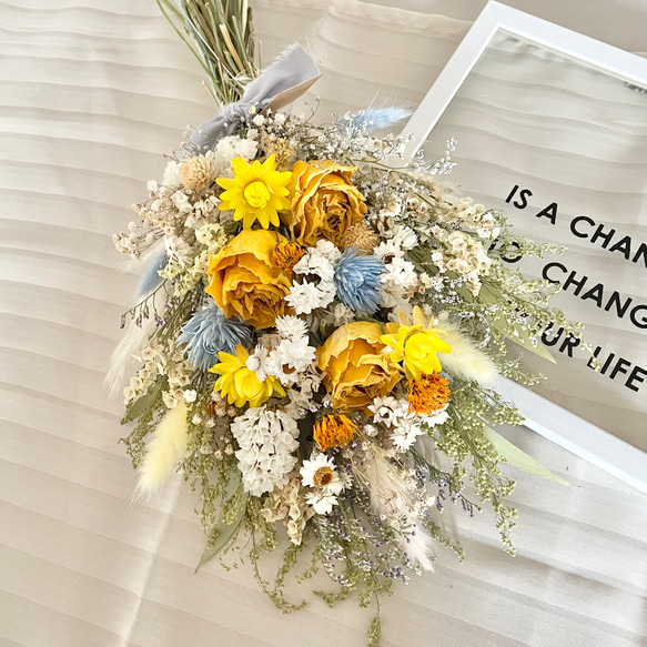 花束にもなるドライフラワースワッグ〈イエロー〉 | bouquet de