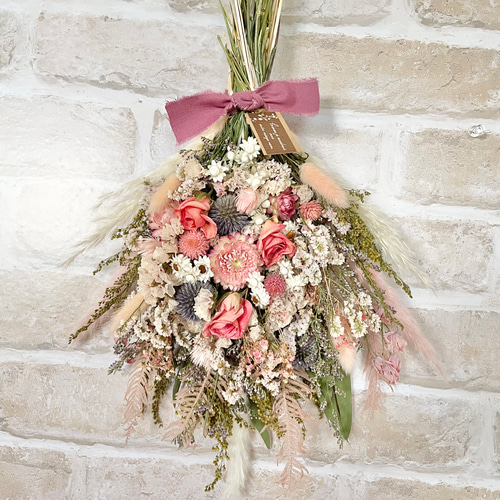 ♡~*:＊華やかなピンク＊:*~♡スワッグブーケ☆ドライフラワー ドライ