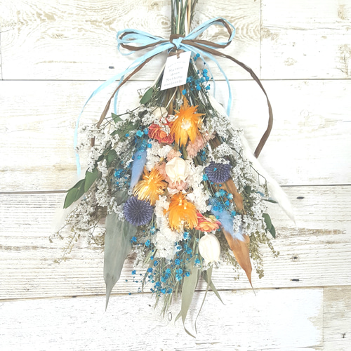 約60cm・ブリックオレンジのワイルドロングスワッグ　ふっくら LLタイプ 長さ約60cm・ブリックオレンジのワイルドロングスワッグ（ブーケ