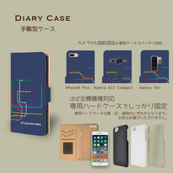 【君の最寄り駅】ネイビー　手帳型スマホケース　iphone android ほぼ全機種対応 2枚目の画像