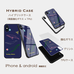 【Healing Whales】ネイビー  iphone android ほぼ全機種対応 3枚目の画像