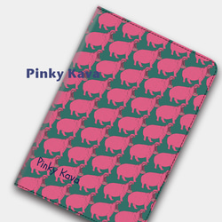 【Pinky Kava】 カバ千鳥　エメラルドグリーン　手帳型タブレットケース　ipad andoroid　対応機種あり 2枚目の画像