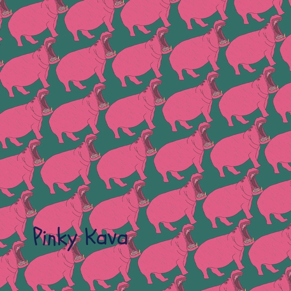 【Pinky Kava】 カバ千鳥　エメラルドグリーン　手帳型タブレットケース　ipad andoroid　対応機種あり 4枚目の画像
