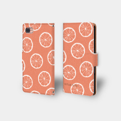 【グッジョブ！柑橘系】ピンクグレープフルーツ  手帳型スマホケース　iphone android ほぼ全機種対応 1枚目の画像