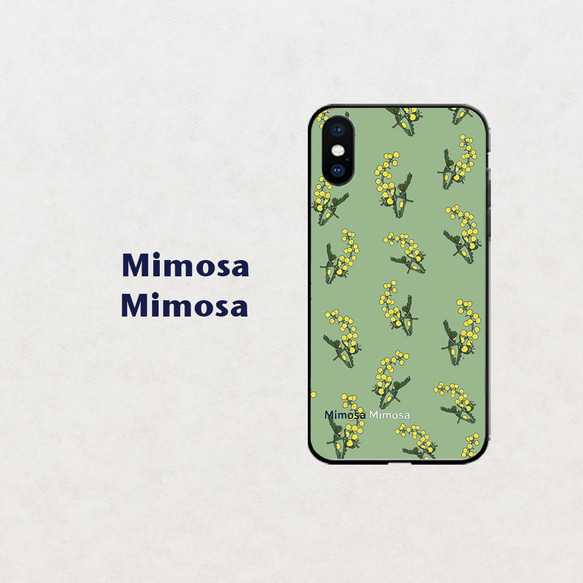 【A mimosa is for you】グリーン  スマホケースiphone android ほぼ全機種対応 1枚目の画像