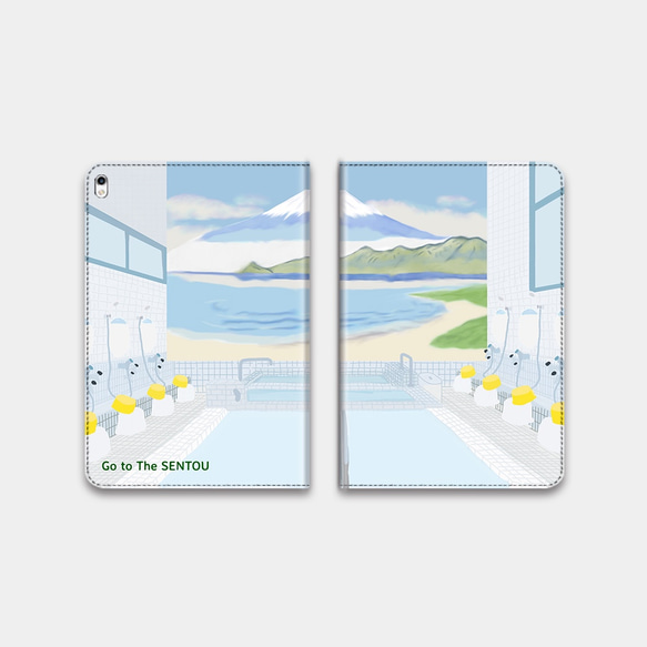 【銭湯行きたい 】手帳型タブレットケース　ipad andoroid　対応機種あり 1枚目の画像