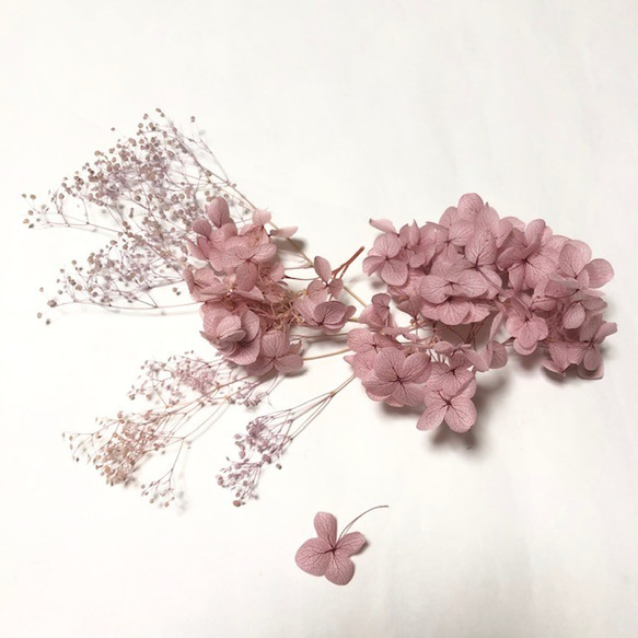 花材セット　あじさいとミニカスミ　ライトパープル系 3枚目の画像