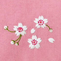 刺繍 桜 の花 巾着 ポーチ　 3枚目の画像