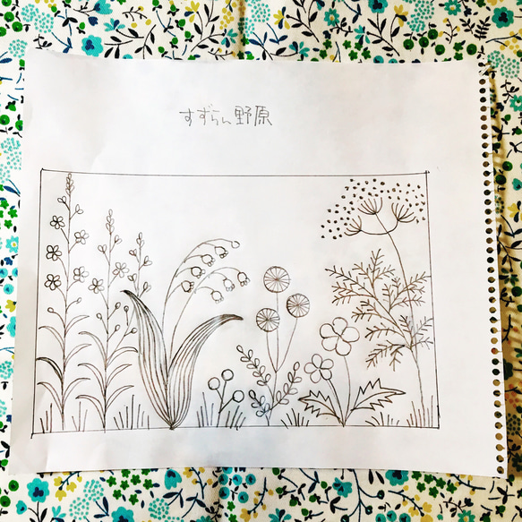 [受注生産] 刺繍 スズランの花 巾着 バック ＜ブラック＞ 5枚目の画像