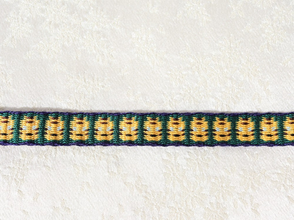 手織り三分紐　トラ模様　緑　帯締め　帯締　長尺あり 2枚目の画像