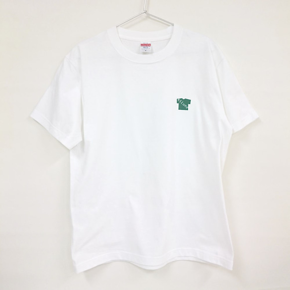 【kilune】Tシャツ緑ロゴ　コットンTシャツ　白 2枚目の画像