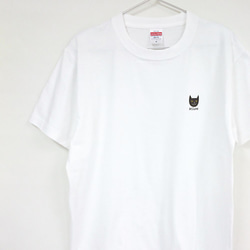 【kilune】黒猫ロゴ　コットンTシャツ　白 1枚目の画像