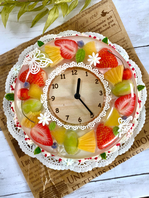 壁掛け時計☆インテリア雑貨☆フルーツタルト☆かわいい☆プリティー 壁掛け時計☆インテリア雑貨☆フルーツタルト☆かわいい☆プリティー