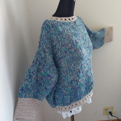 袖タップリ編みのプルオーバー 2枚目の画像