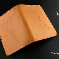 護照夾／世界地圖 義大利植鞣革 真皮 手縫 Es Handcraft 第3張的照片