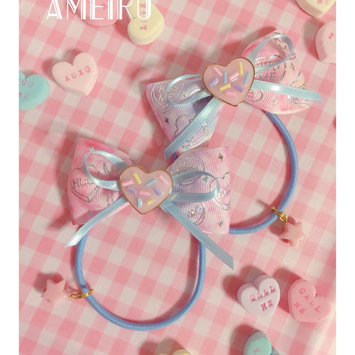 ♡ゆめかわいい CandyHearts リボンヘアゴム♡ ヘアゴム AMEIRO