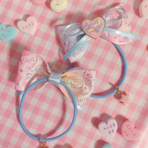 チラッと見えるお花が可愛い♡リボン　ヘアゴム♡ハンドメイド 567bb5ab6f5d2aa2916d14dc6919ba