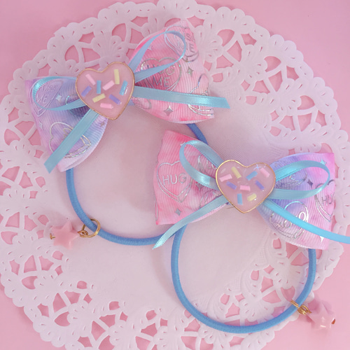 rui様♡ビニールフリフリリボン キャンディハーツ Fancyヘアゴム ♡ゆめかわいい CandyHearts リボンヘアゴム♡ ヘアゴム AMEIRO 通販
