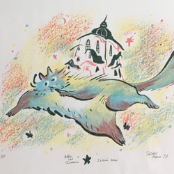 食糧危機と政治的決定 高見沢耳のジクレー版画作品 一点物の版画作品