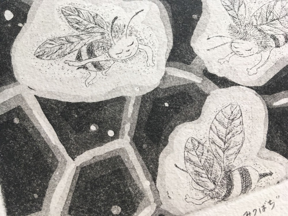 みつばち - 銅版画 -  Honeybee - etching aquatint 2枚目の画像