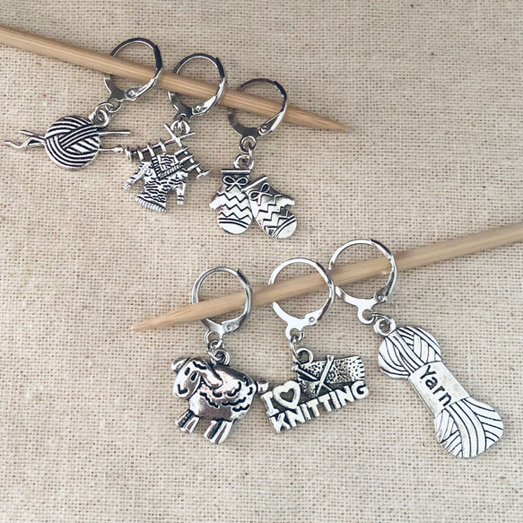 再販》編み物好きさんへ かわいいチャームの段数マーカー