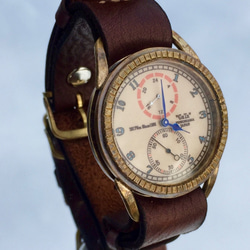 Simon PILOT NATO belt（ダークブラウン） (受注生産)　腕時計×文字盤インデックス（ブルー） 1枚目の画像