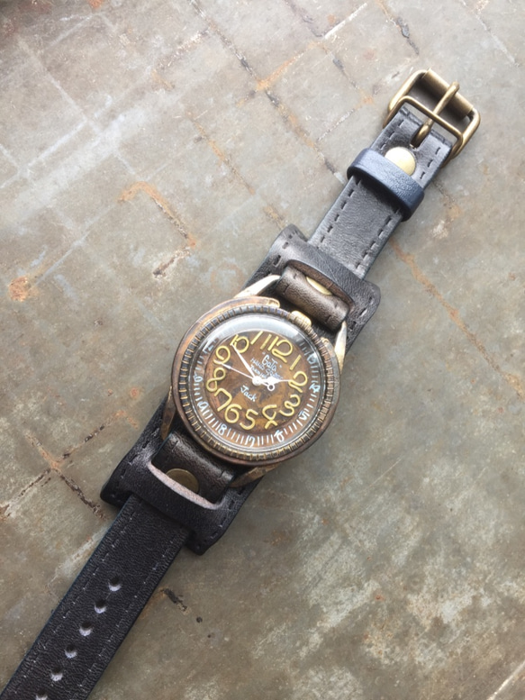 千斤頂Ⅱ組合固體棕色錶盤×藍黑色帶（為了產品） 第2張的照片