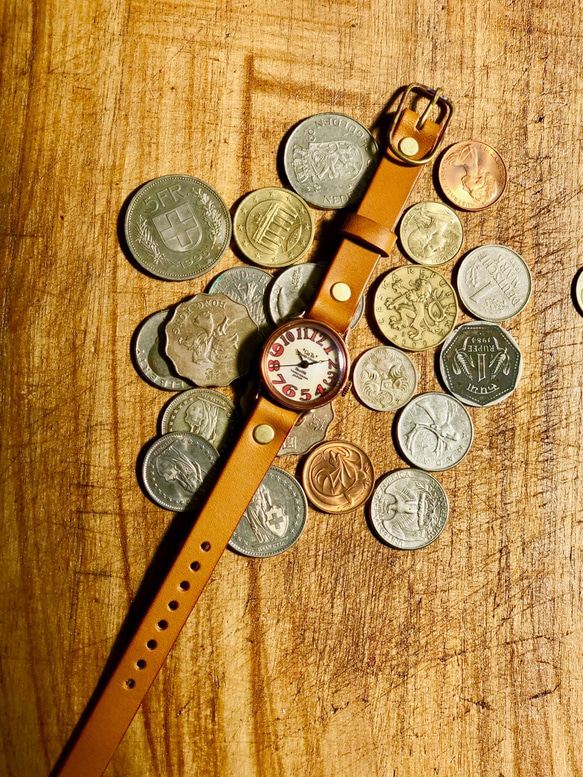 9800日元駝色☆Creema免費送貨起來的手工手錶斯特拉24毫米底價限制的3/5“ 第2張的照片