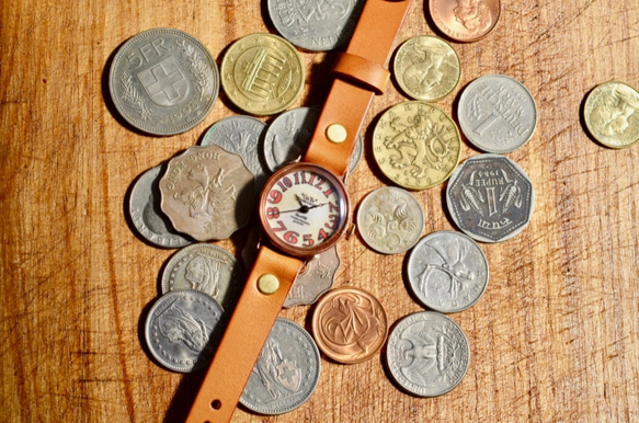 9800日元駝色☆Creema免費送貨起來的手工手錶斯特拉24毫米底價限制的3/5“ 第8張的照片