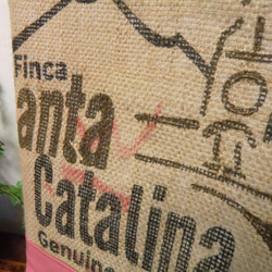 コーヒー 麻袋バッグ　Ｌ　トートバッグ　ピンク帆布　ガテマラ　豆袋をリメイクした麻バッグ 9枚目の画像