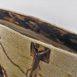 コーヒー 麻袋バッグ　Ｌ　トートバッグ　ガテマラ　迷彩　カモフラ　男性にも　豆袋をリメイクした麻バッグ 7枚目の画像