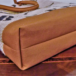 コーヒー 麻袋バッグ　Ｌ　トートバッグ　キャメル色帆布　パナマ　豆袋をリメイクした麻バッグ 6枚目の画像