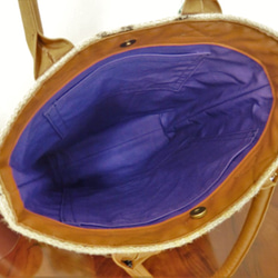 コーヒー 麻袋バッグ　Ｌ　トートバッグ　キャメル色帆布　パナマ　豆袋をリメイクした麻バッグ 8枚目の画像