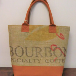 コーヒー 麻袋バッグ　ＭＷ　トートバッグ 　ブラジル　キャメル帆布 　豆袋をリメイクした麻バッグ 3枚目の画像