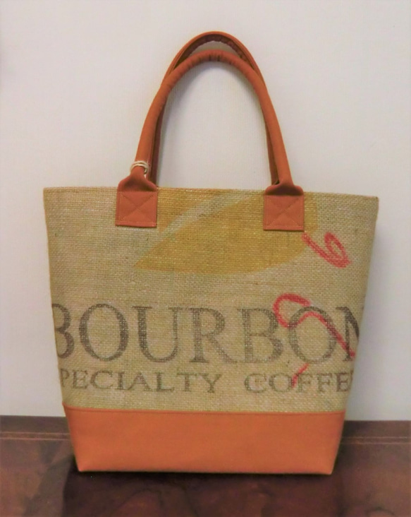 コーヒー 麻袋バッグ　ＭＷ　トートバッグ 　ブラジル　キャメル帆布 　豆袋をリメイクした麻バッグ 3枚目の画像