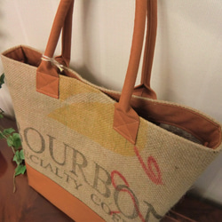 コーヒー 麻袋バッグ　ＭＷ　トートバッグ 　ブラジル　キャメル帆布 　豆袋をリメイクした麻バッグ 7枚目の画像