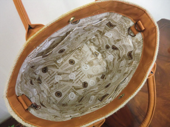 コーヒー 麻袋バッグ　ＭＷ　トートバッグ 　ブラジル　キャメル帆布 　豆袋をリメイクした麻バッグ 8枚目の画像